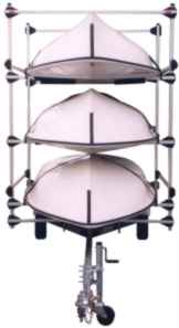 3 Model 420 sailboats on rack