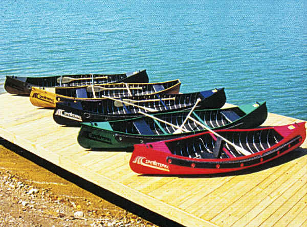 Sportspal Canoe Fleet on the dock in multiple colors